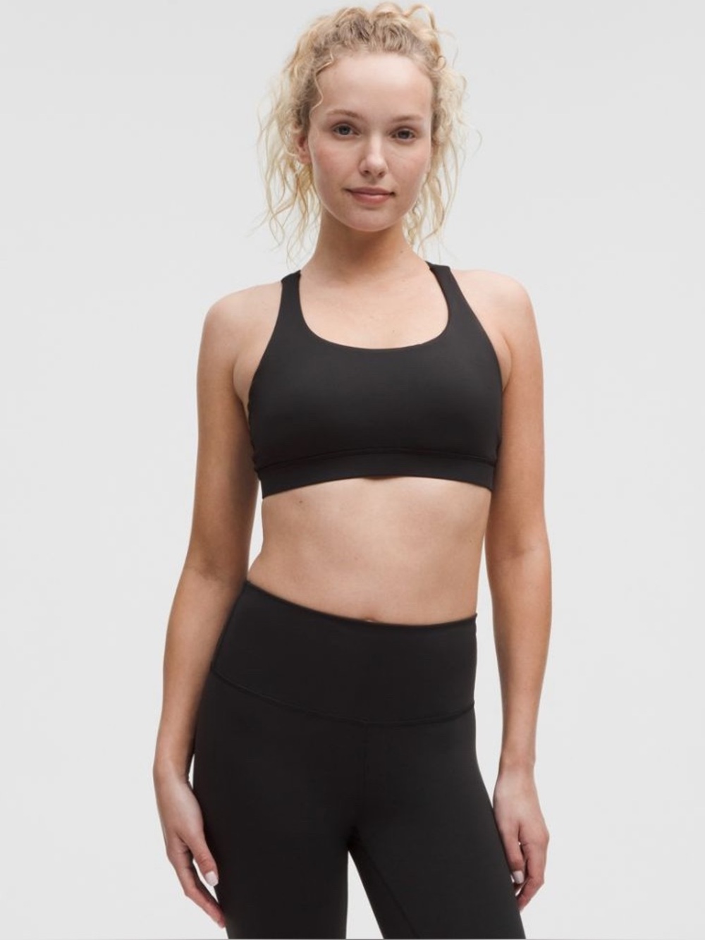 Lululemon Energy Bra Medium Support Black Sz 6 Yoga Run Sports Workout
